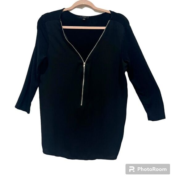 K & C long sleeve black zip neck detail top size small - Picture 1 of 8